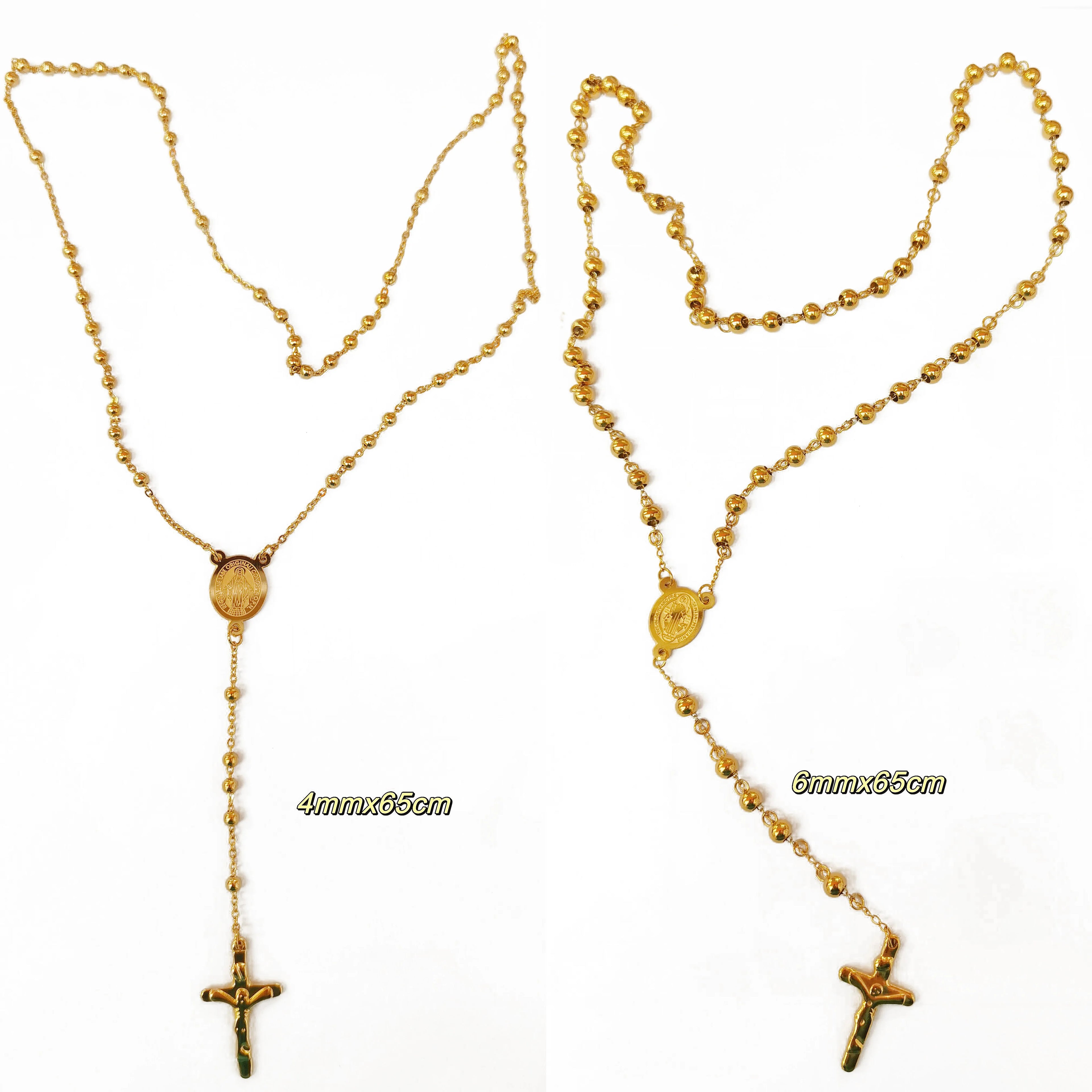 New Religious Rosary Beads Catholic Religious Necklace 4mm 6mm 8mm Beaded Cross Mary Necklace Rosary Chain for Jewelry Making