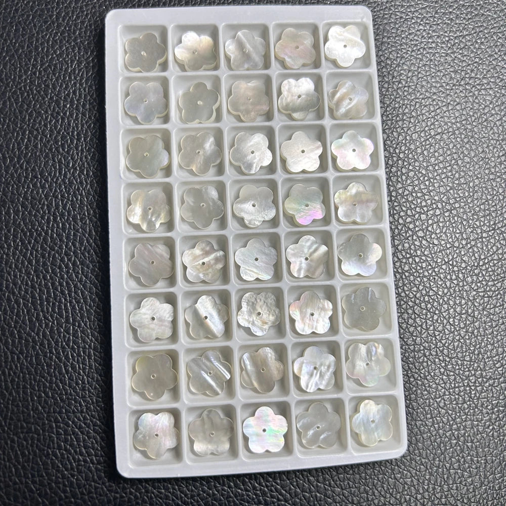 Natural White Mother of Pearl Shell Flat Flower Gemstone 12x12x2mm MOP Beads Stone