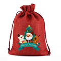 Mini Christmas Bulk Gift Bags with Christmas Bell Snowman Theme Jute Pull Rope Cotton Sweet Bags for Party Celebrations