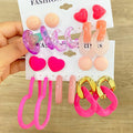 Trendy Bohemian Colored Acrylic Geometric C Hoop Earrings Set for Women Colorful Heart Long Drop Earring Jewelry