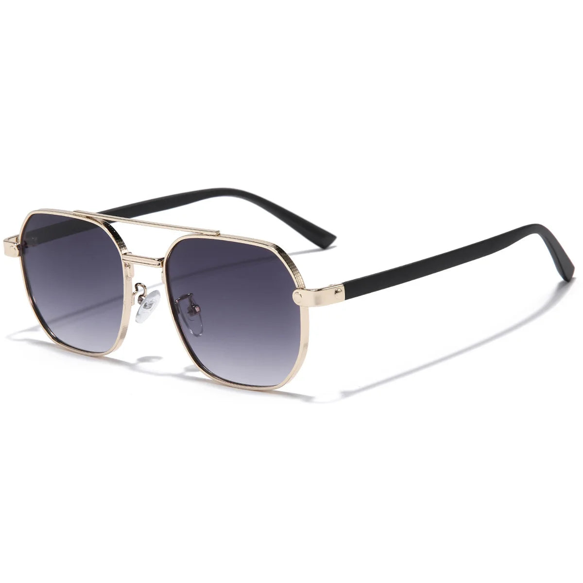2024 Designer Fashion Sunglasses for Men Women Custom Logo Shades Metal Frame Double Bridge Square Sunglasses