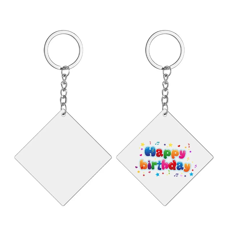 Double Sided Multi-Shape Acrylic UV Printing Keychain White Blank Square Keychain for Custom Designs