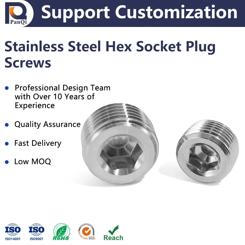 Factory Stainless Steel Hex Head Screw Plug Round Socket Pipe Plug with Hex Thread Fasteners Category