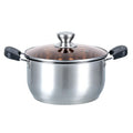 Minimalist Stainless Steel Soup Pot with Round Bottom Glass Lid Kitchen Cookware for Milk Eco-Friendly Metal Pot with Handle