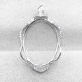 Sterling Silver 17*23mm Semi Mount Pendant Empty Frame Blank Support Setting S925 Base Holder Without Center Stone for DIY Inlay