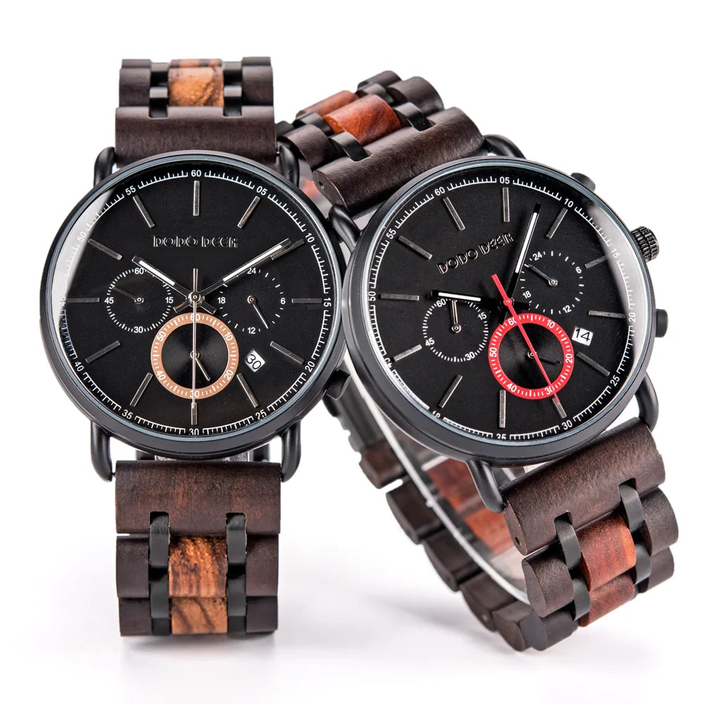Men's Antique Fashion Chronograph Quartz Watch with Stainless Steel Back Cover Sapphire Crystal Dial 3BAR Waterproof