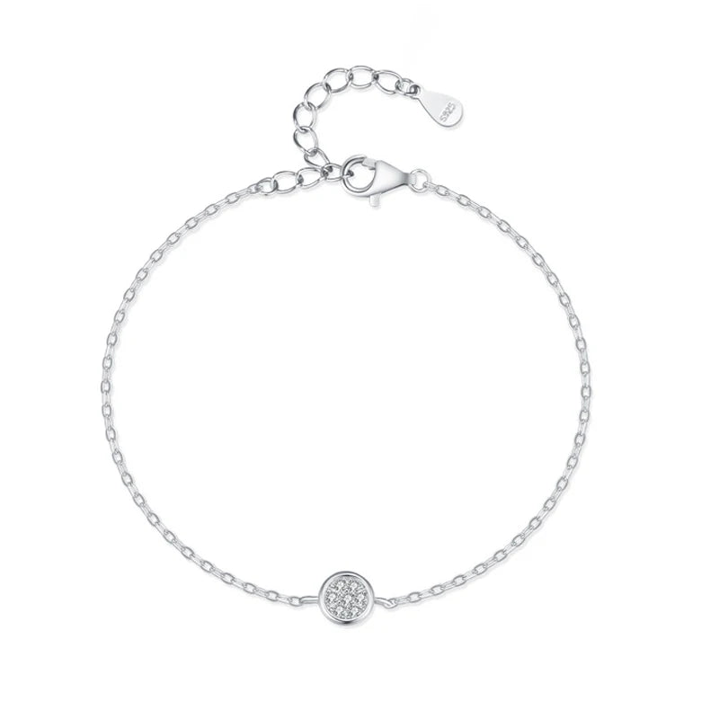 SL1699 925 Sterling Silver Round Cubic Zirconia Adjustable Bracelet Fashion Crystal Wedding Lady Classic Romantic Jewelry