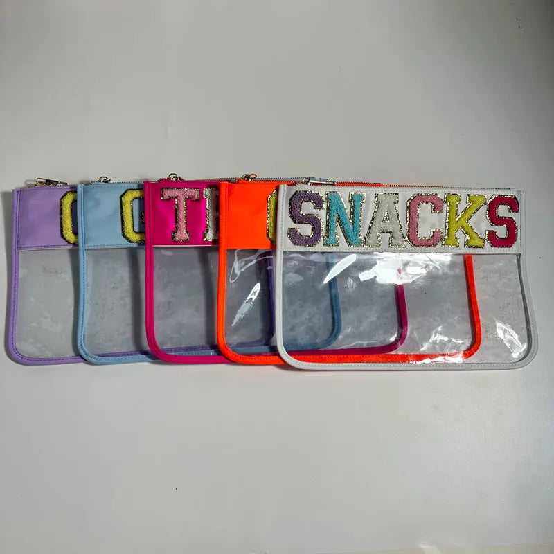 Stock Customizable Letter Patch PVC Transparent Cosmetic Bag Storage Bag Wholesale Travel Toiletry Bag