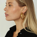 Minimal Waterproof Jewelry Cc Shape 316L Stainless Steel Gold Plated Oversized Hollow Gold Hoops Earrings for Women