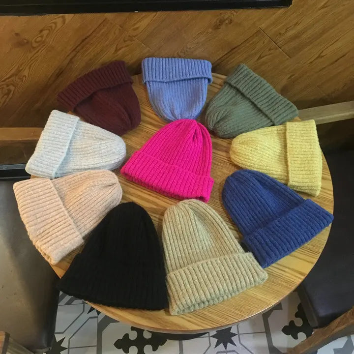 Luxury Winter Wool Slouchy Embroidery Running Knitted Hat Custom Designer Tag Satin Lining Bulk Patch Beanies Cotton Material