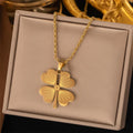 Wholesale New Stainless Steel 18k Gold Plated Necklace Lucky Flower Four Leaf Clover Necklace for Women