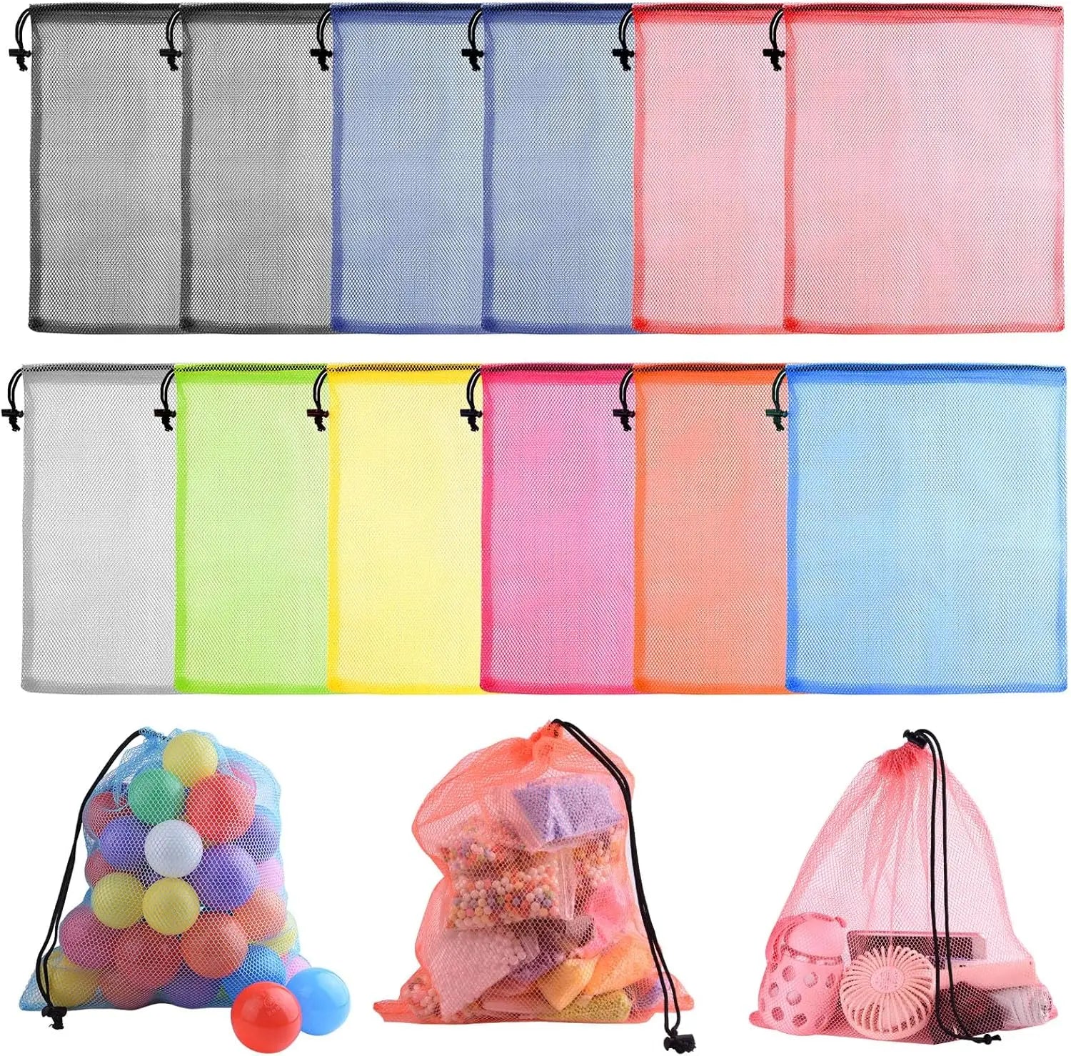 Mesh Sports Equipment Bag Multipurpose Nylon Drawstring Bag