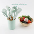 Kitchen Set Silicone Utensils Set of 12 Pieces Silicone Cookware for Cooking and Baking Set with Wood Handle