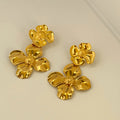 Dazan HOT 18k Gold Plated Unique Hypoallergenic Stainless Steel Sunflower Polished Surface Indian Designer BIG Flower Earrings