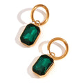 Hoop Earring Jewelry Square Pendent Crystal Stainless Steel Earrings Dangling