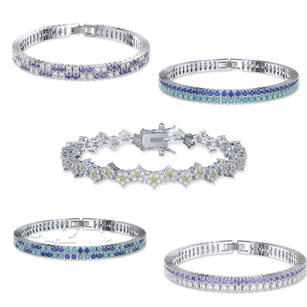 Womens 14k18k Gold Plated 925 Sterling Silver Lab Grown Zircon Chains Stock 2mm AAA CZ Diamond Tennis Bracelet OEM Gifts Parties