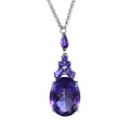 Graceful Rhodium Plated Silver 925 Jewelry Natural Amethyst Necklace for Women Birthday Gift