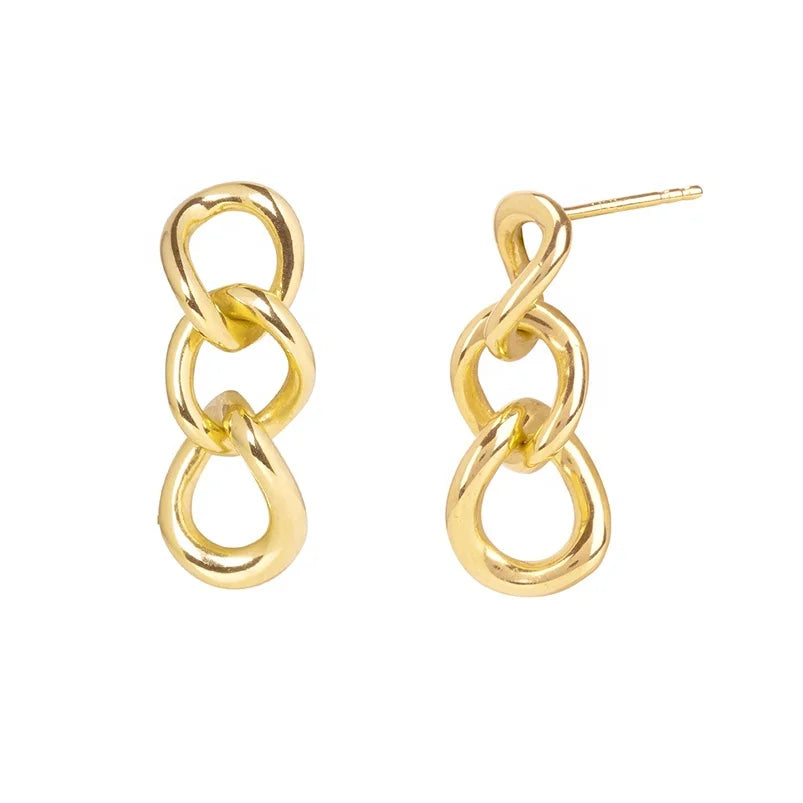 Gemnel 925 Sterling Silver Statement Jewelry Curve Chain Link Bohemia Earrings