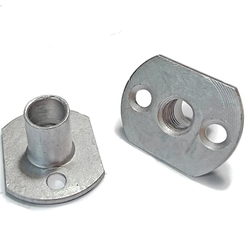 SDPSI DCT M10 Carbon Steel Zinc Plated Dacromet Oval Base Tee T Nut Insert With Two Brad Holes for Furniture Climbing Wall