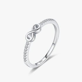 Ailmay Hot Sale 925 Sterling Silver Charm Infinity Love Infinite Clear CZ Rings for Women Girls Wedding Engagement Jewelry Gift