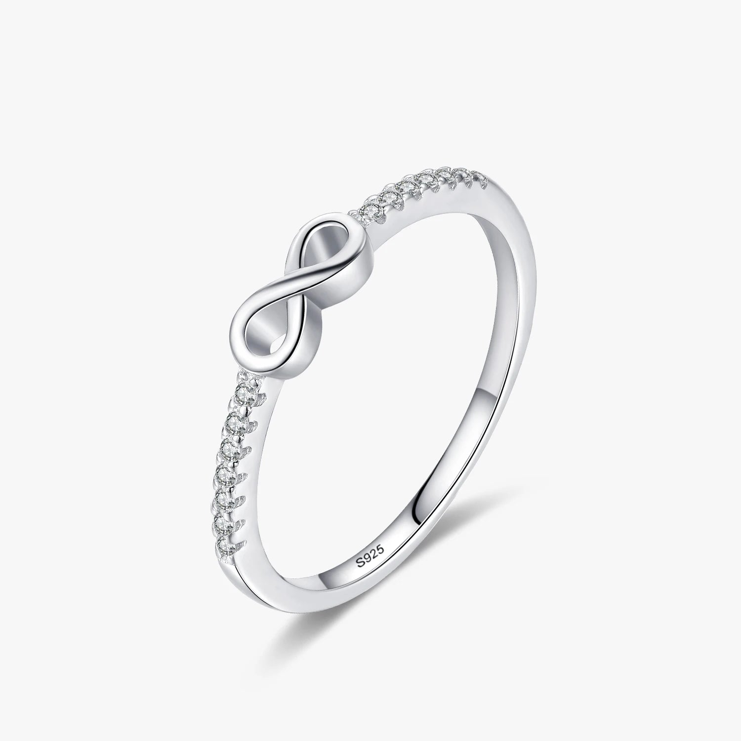 Ailmay Hot Sale 925 Sterling Silver Charm Infinity Love Infinite Clear CZ Rings for Women Girls Wedding Engagement Jewelry Gift