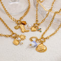 INS Style Boots Pearl Pendant Necklace Handmade DIY Stainless Steel 18k Gold Heart Necklace for Women