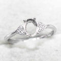 Sterling Silver 5*7mm Semi Mount Ring Frame Empty Blank Support Claw Setting S925 Base Holder Without Center Stone for DIY Inlay