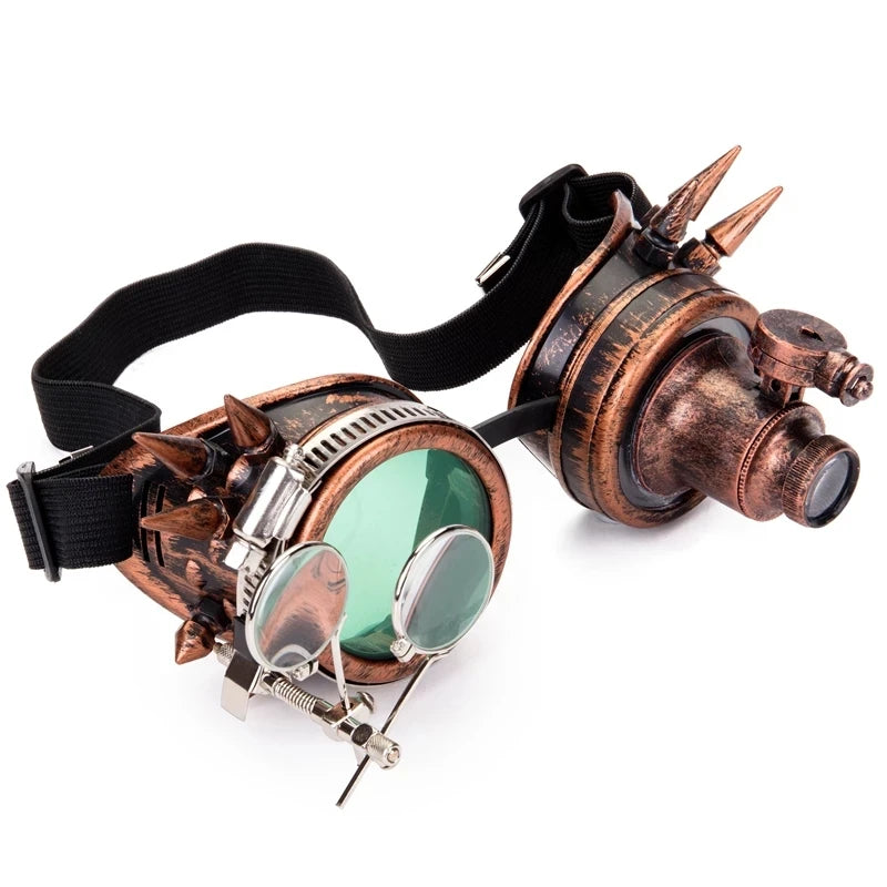 Wholesale Newest Vintage Welding Gothic Rivet Cosplay Party Glasses LED Light Steampunk Goggles
