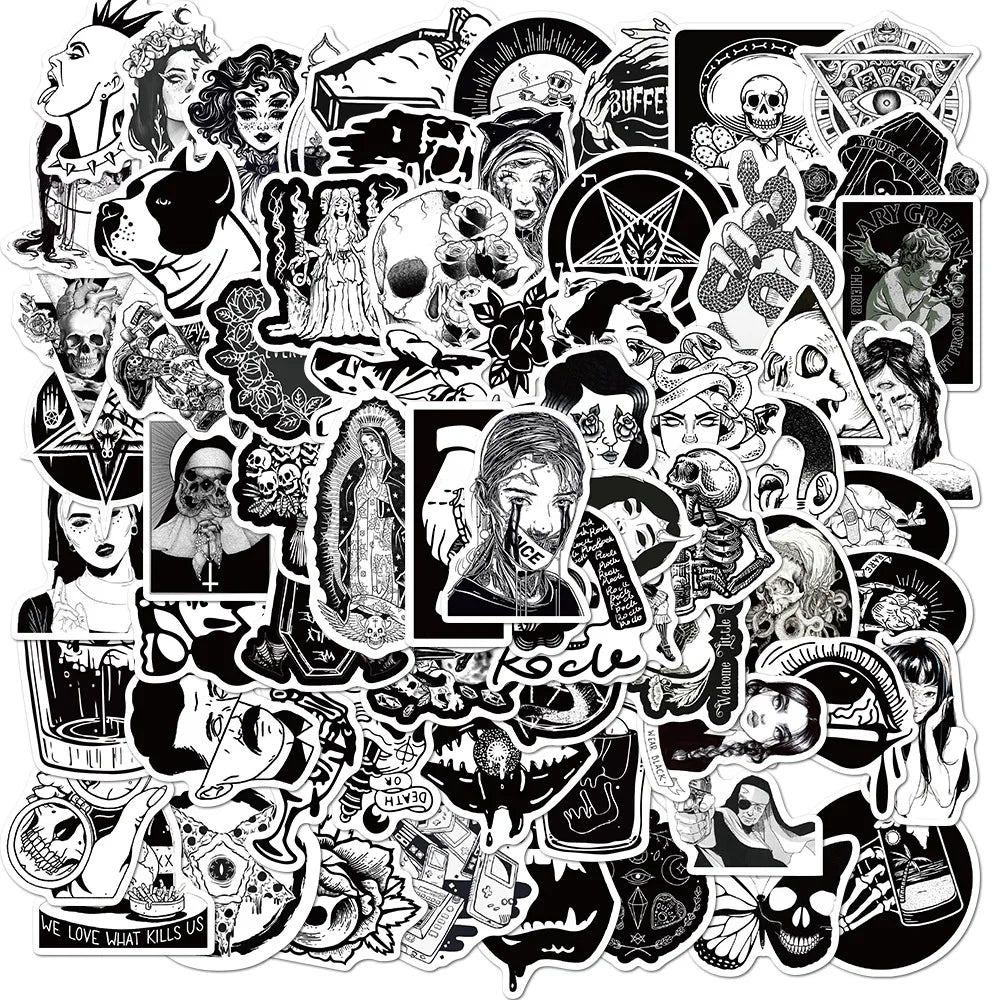 100Pcs Gothic Terror Graffiti Stickers Decorative Label for Luggage Laptop Motorcycle Notebook Vinyl Waterproof Sticker