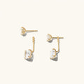 Elegant 18K Gold Plated Brass Zircon Ear Jacket Studs With  925 Silver Post 2 Way Wearing Zircon Set Earring for Women