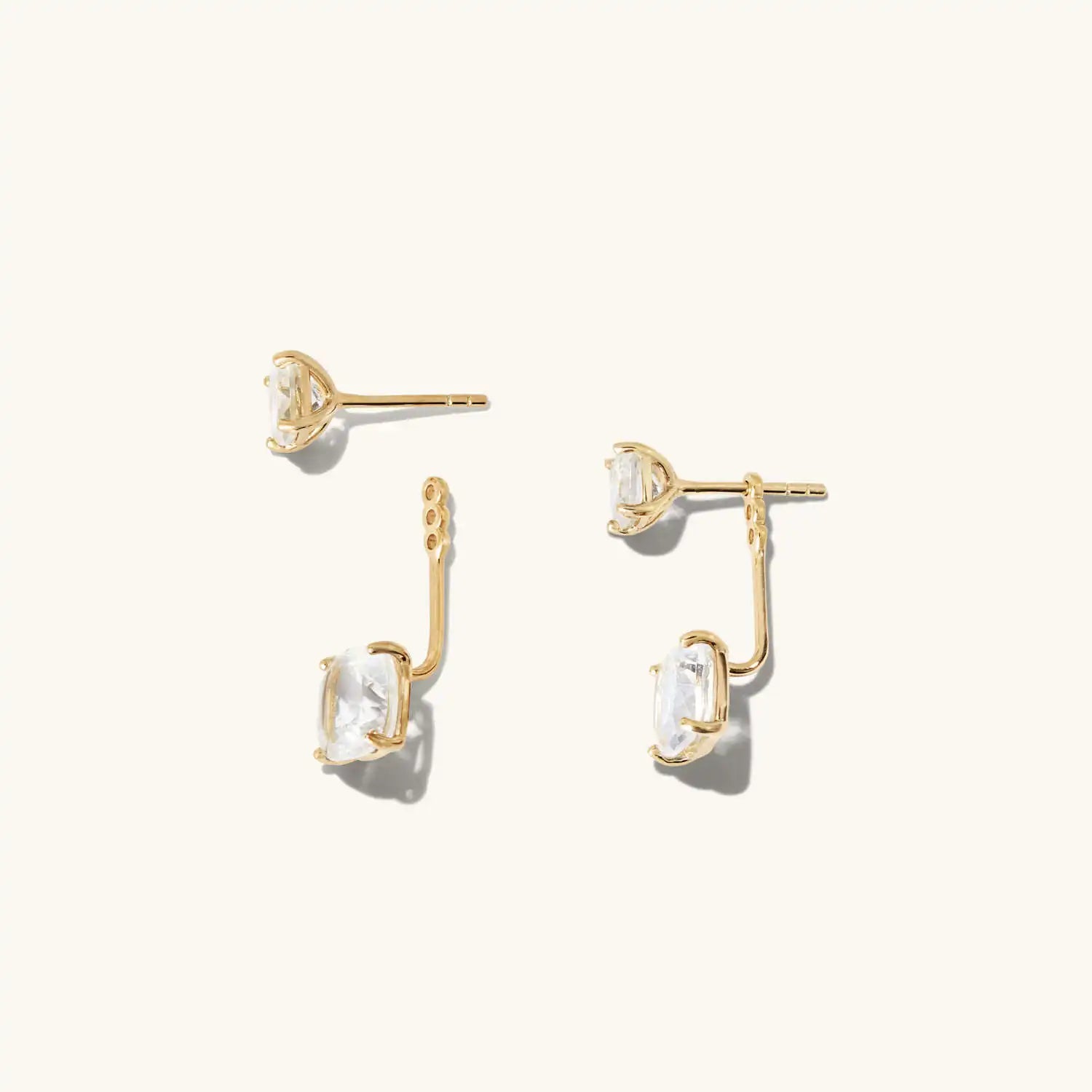 Elegant 18K Gold Plated Brass Zircon Ear Jacket Studs With  925 Silver Post 2 Way Wearing Zircon Set Earring for Women
