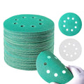 100 PCS Box 5 Inch 8 Hole Green Film Disc 120 Grit Hook & Loop Film Discs Aluminum Oxide Sanding Discs for Car Polishing