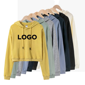 Custom Wholesale Long Sleeve Lady Women Top Pullover Hoodies Crop Hoodies for Women