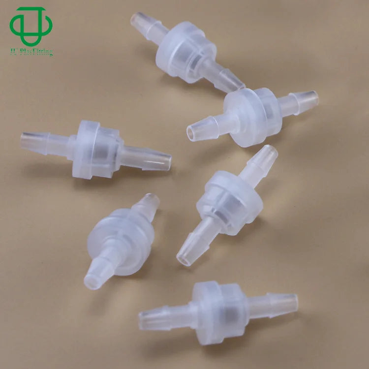JU Miniature 1/4 6.4mm Rubber Hose Barb Non Return One Way Water Spring Plastic Check Valve