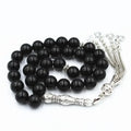 Natural Stone Worship Prayer Hajj Beads Gemstone Islamic Praise Beads Black Onyx 33beads 10mm Muslim Rosary Beads Bracelet