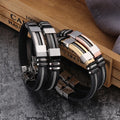 Wholesale New Style Silicone Stainless Steel Bracelet Popular Fashion Personality Mens Bracelet