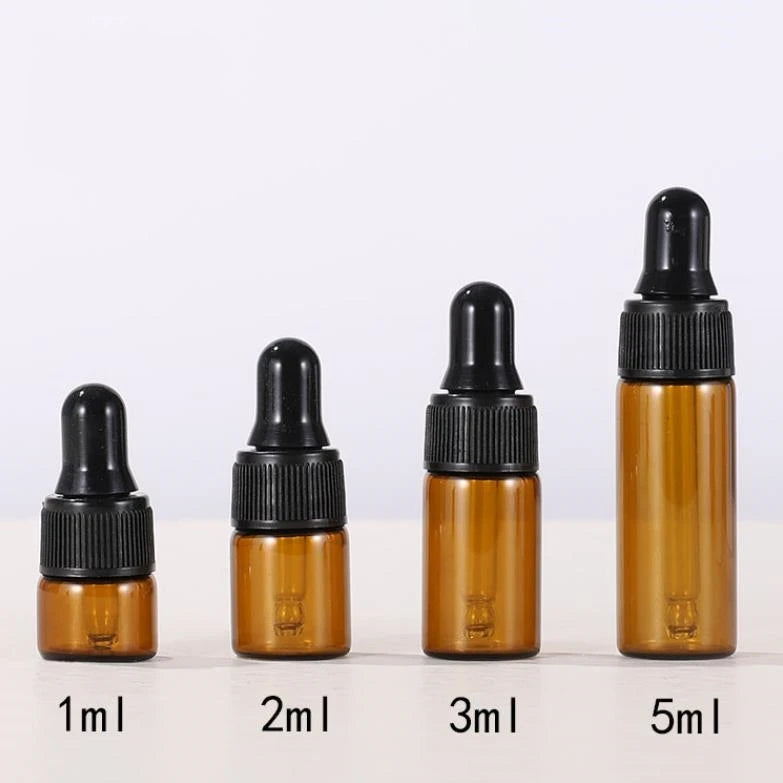 Cosmetic Packaging 1ml 2ml 3ml 5ml Mini Glass Sample Dropper Bottle Empty Essential Oil Perfume Bottles Vials With Dropper