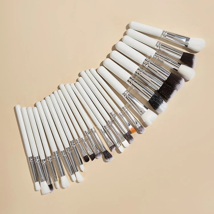 25pcs Professional Synthetic Hair Wooden Handle Eyeshadow Concealer Makeup Brush Set Vegan Cruelty Free Face Eyebrow Pencil