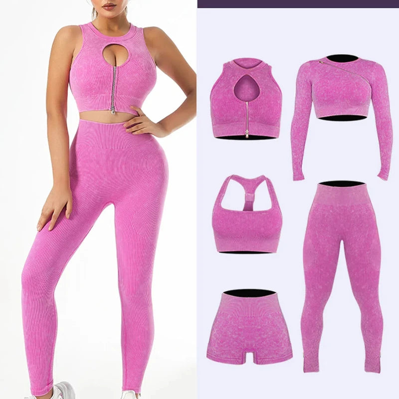 BO3 Seamless Zipper Leggings Yoga Sports Bras Womens Leggings Gym Fitness Workout Sets Fitness Ribbed Set