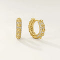 Nagosa Geometric 18k Gold Vermeil 925 Sterling Silver Cubic Zirconia Spike Huggie Hoop Earrings