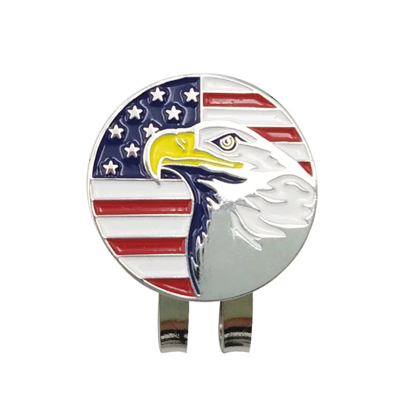 US Flag Eagle Golf Ball Marker with Magnetic Hat Clip - Golf Accessories for Cap  Strong Magnet Attachment Novelty Golf Gift
