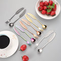 Creative 304 Stainless Steel Feather Spoon Fork Coffee Dessert Spoon Fruit Fork Promotional Activities Wedding Companion Gift