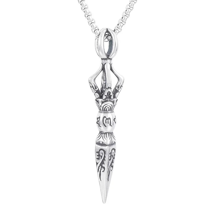 KALEN Men Stainless Steel Punk Style Assassin Dart Pendant With Ancient Runes