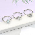 Exquisite 5mm 5*7mm Brass Gem Stone Crystal Rings Natural Blue Topaz Crystal Stone Ring