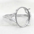 Sterling Silver 12*16mm Semi Mount Ring Empty Frame Blank Support Setting S925 Base Holder Without Center Stone for DIY Inlay