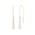 RINNTIN GPE72 14k Gold 925 Silver Needle Pearl Tassel Earrings French Retro Earrings Temperament Long Drop Earrings