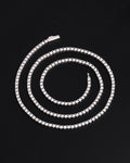 Hip Hop Jewelry: 2mm Silver Moissanite Tennis Bracelet/Necklace with Secure Spring Clasp - Urban Chic Accessories
