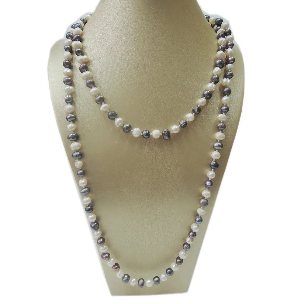120CM LONG PEARL NECKLACE 100% NATURAL FRESHWATER PEARL Potato Shape