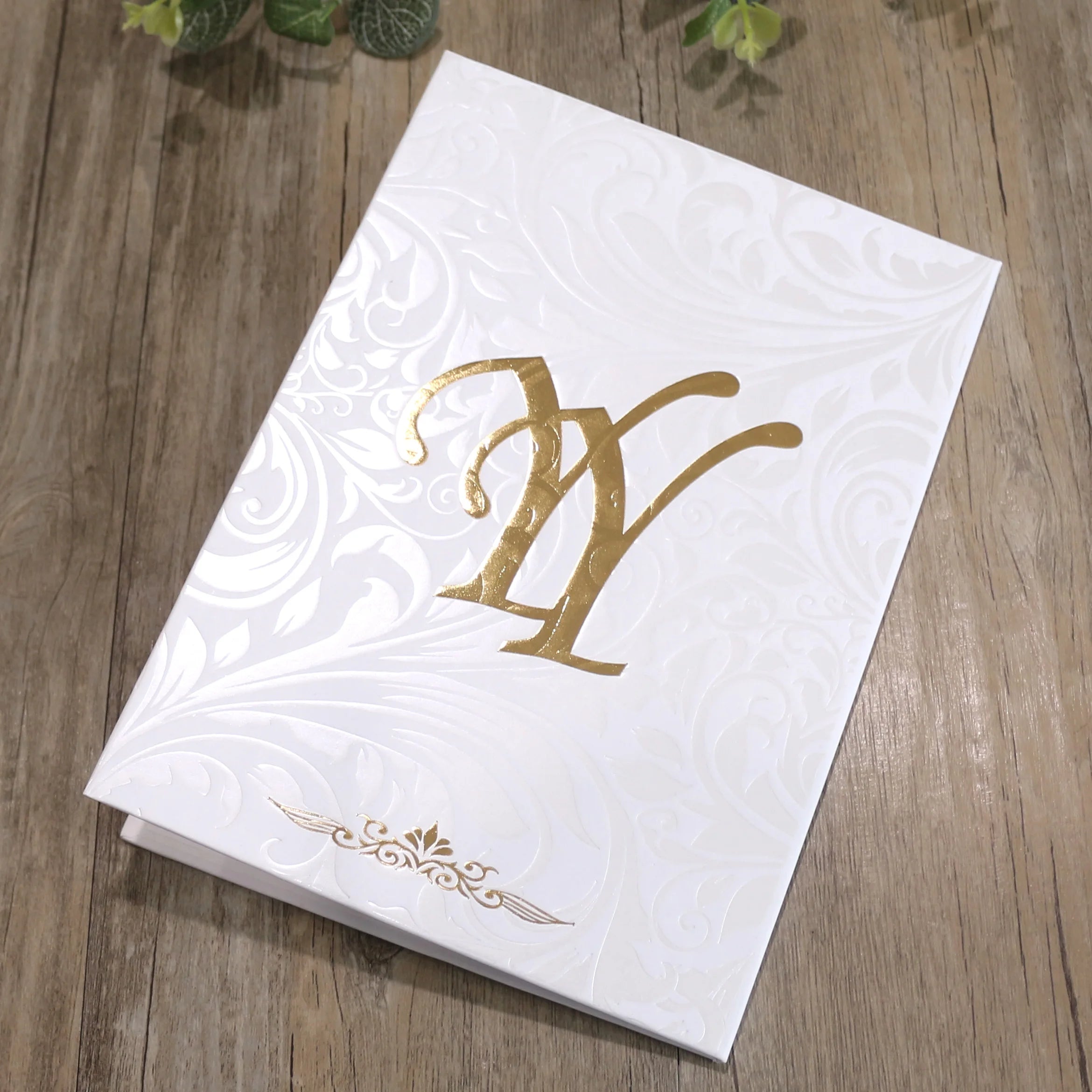 Folded Card Arabic Style Eid Mubarak  Bead Stamping Logo Foil Stamping Gray Board Custom Wedding  Birthday Invitations