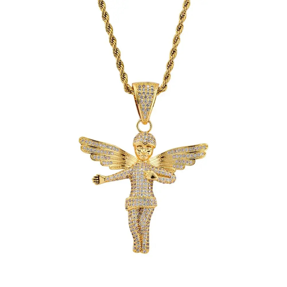 CN167 Gold/Silver Plated Brass Rope Chain Cubic Zircon Pendants Unisex Hip Hop Necklace Party Jewelry Gift